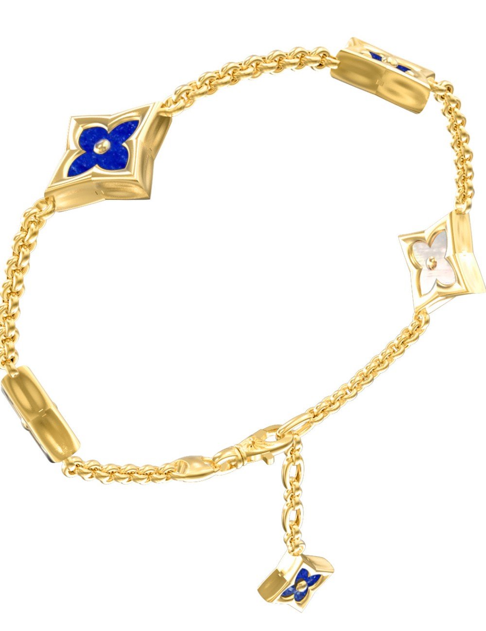 Браслет из лимонного золота 585 пробы c лазуритом и перламутром