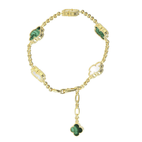 Браслет из лимонного золота c малахитом и перламутром