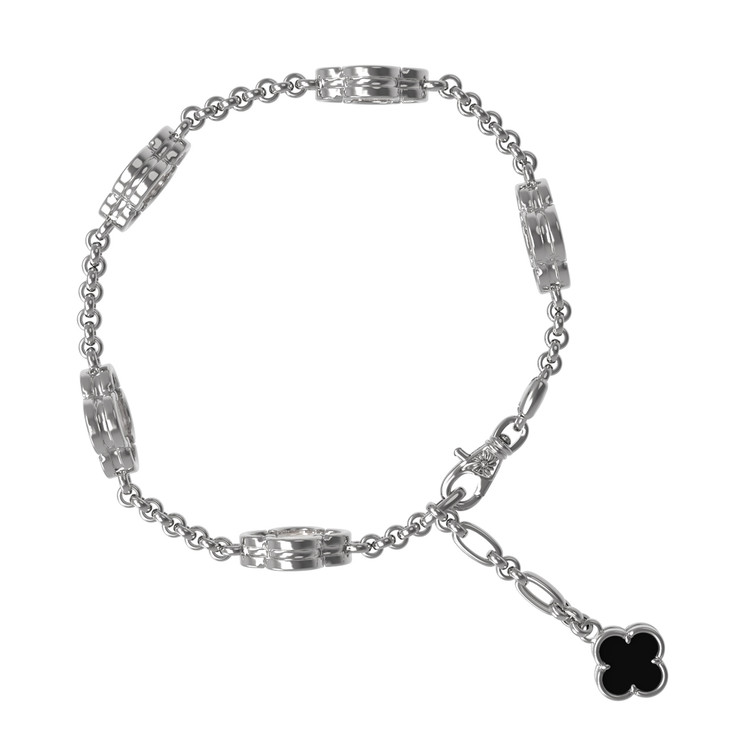 Браслет из белого золота c ониксом и перламутром