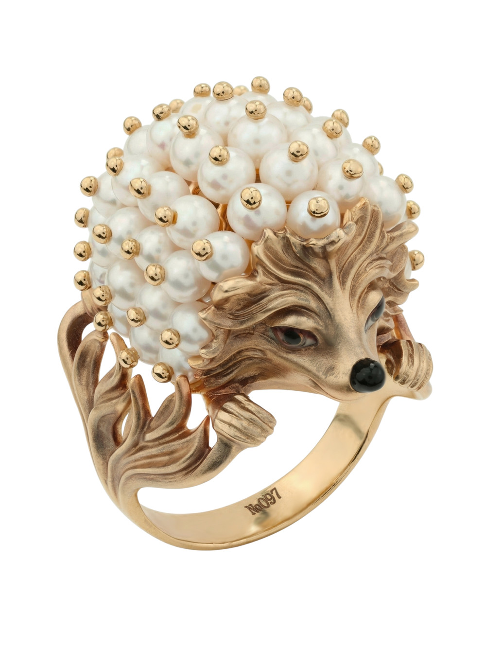 Кольцо из золота c эмаль и жемчугом