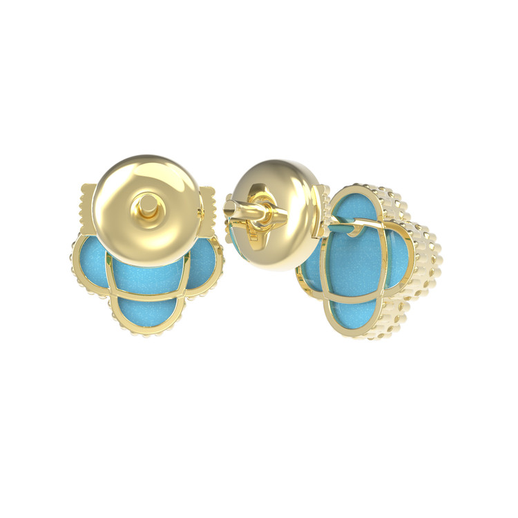 Серьги из лимонного золота c бирюзой