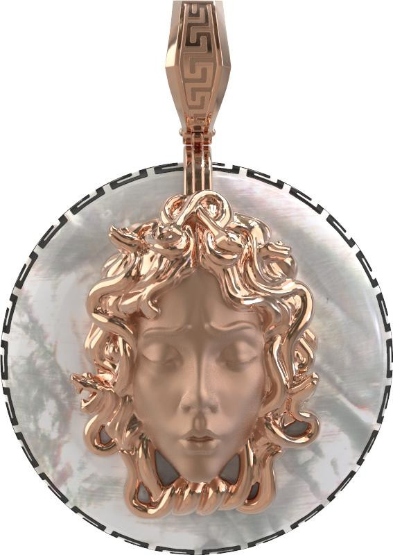 Подвеска из золота c эмаль и перламутром