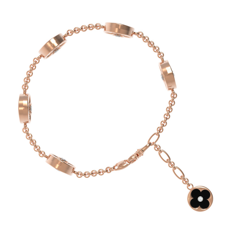 Браслет из золота c бриллиантами, ониксом и перламутром