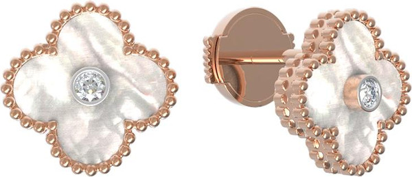 Серьги из золота c бриллиантами и перламутром