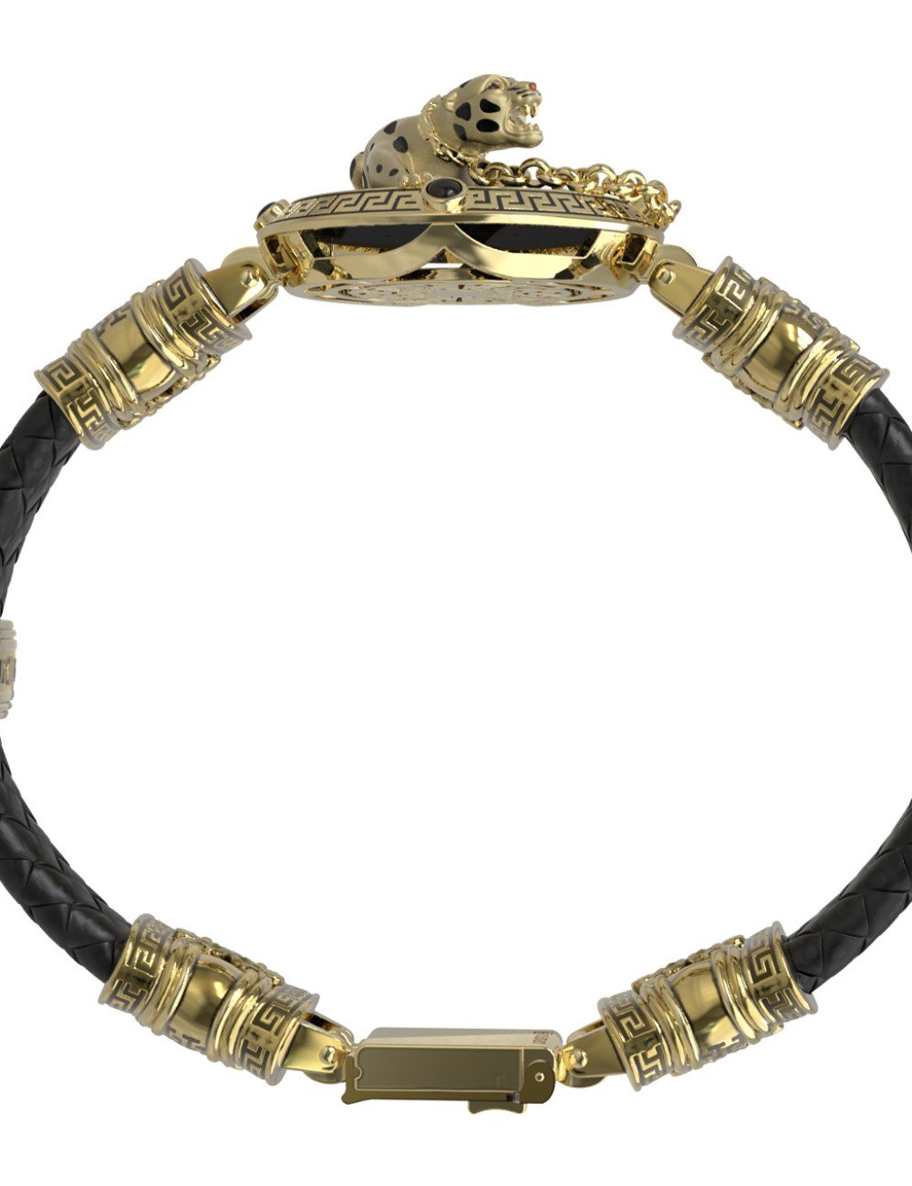 Браслет из лимонного золота 585 пробы c эмалью, шнурком, ониксом и рубином