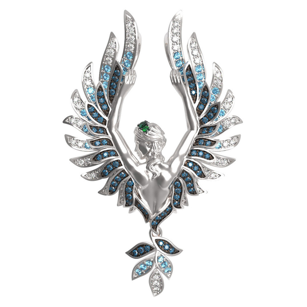 Подвеска из белого золота c фианитом