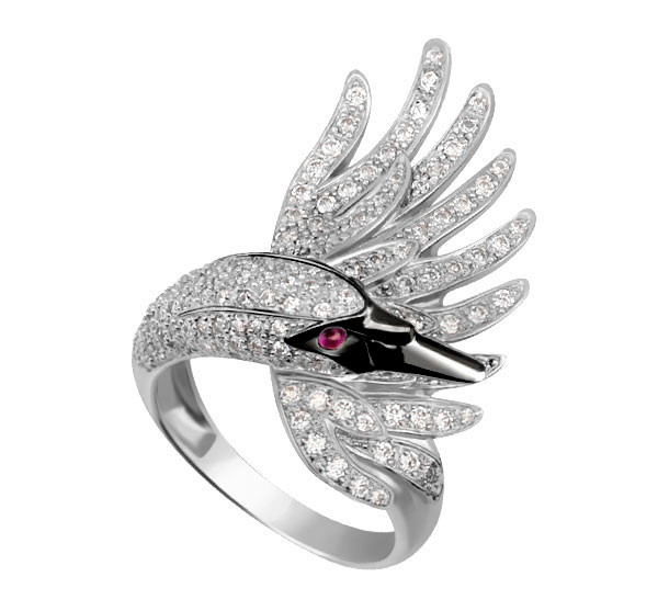 Кольцо из белого золота c фианитом