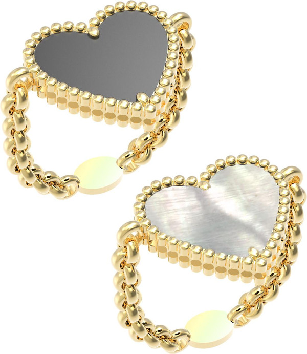 Кольцо из лимонного золота c ониксом и перламутром