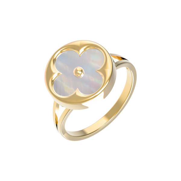 Кольцо из лимонного золота c перламутром