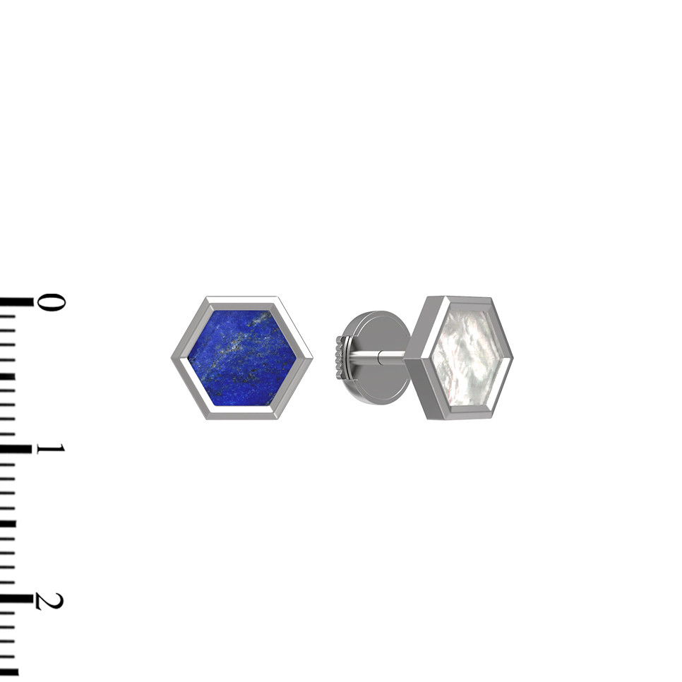 Серьги из белого золота c лазуритом и перламутром