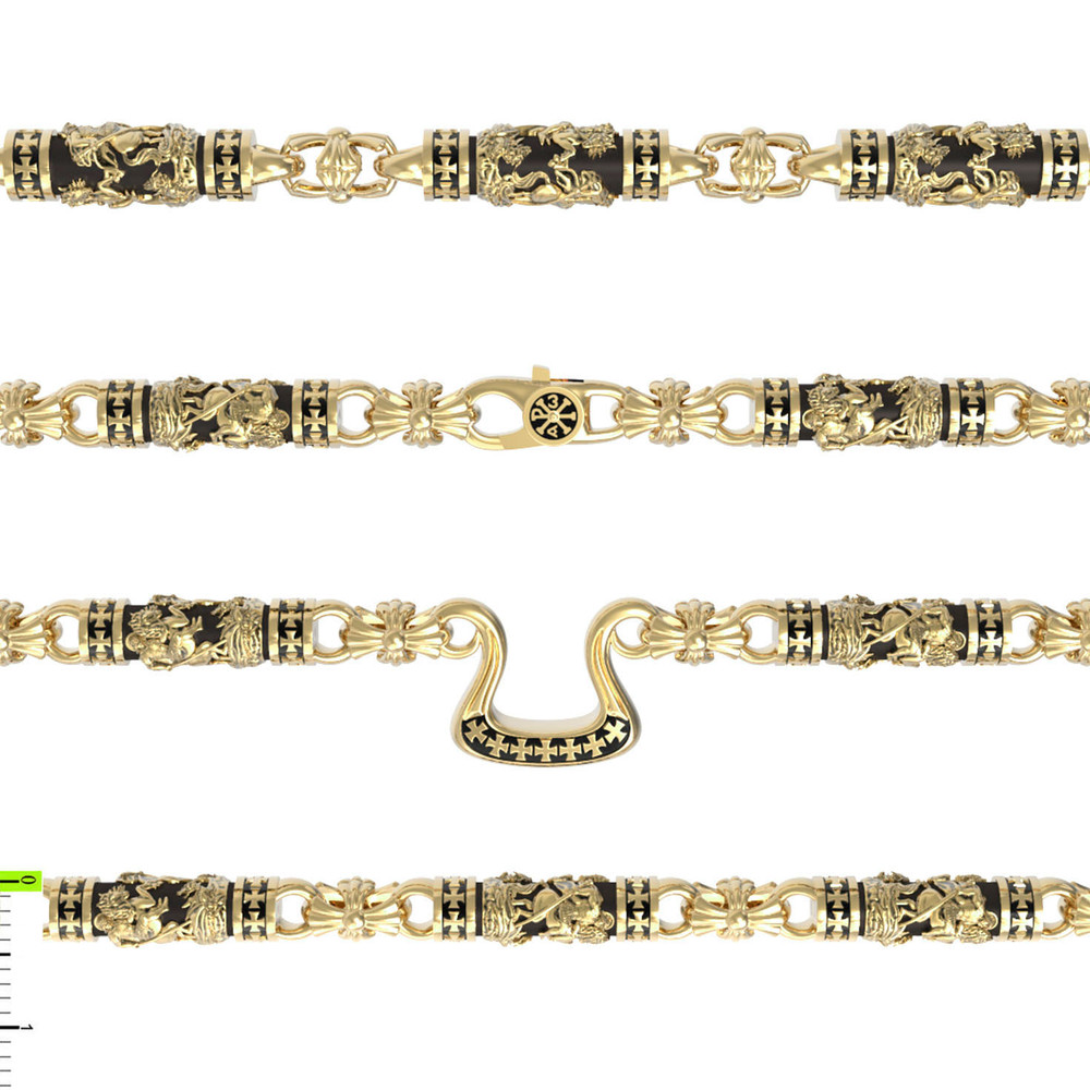 Цепь из лимонного золота c эбеновым деревом