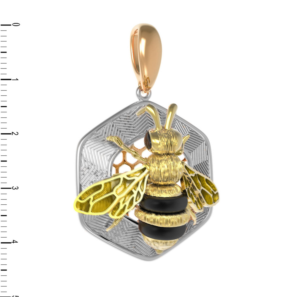 Подвеска из золота c эмаль , ониксом и эмалью