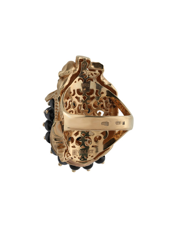 Кольцо из золота c эмаль и ониксом