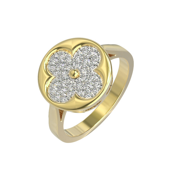 Кольцо из лимонного золота c бриллиантами