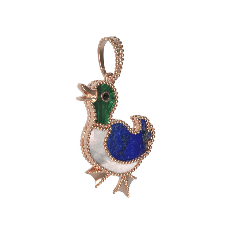 Подвеска из золота c эмаль , лазуритом, малахитом и перламутром