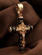 Крест из золота 585 пробы c ониксом