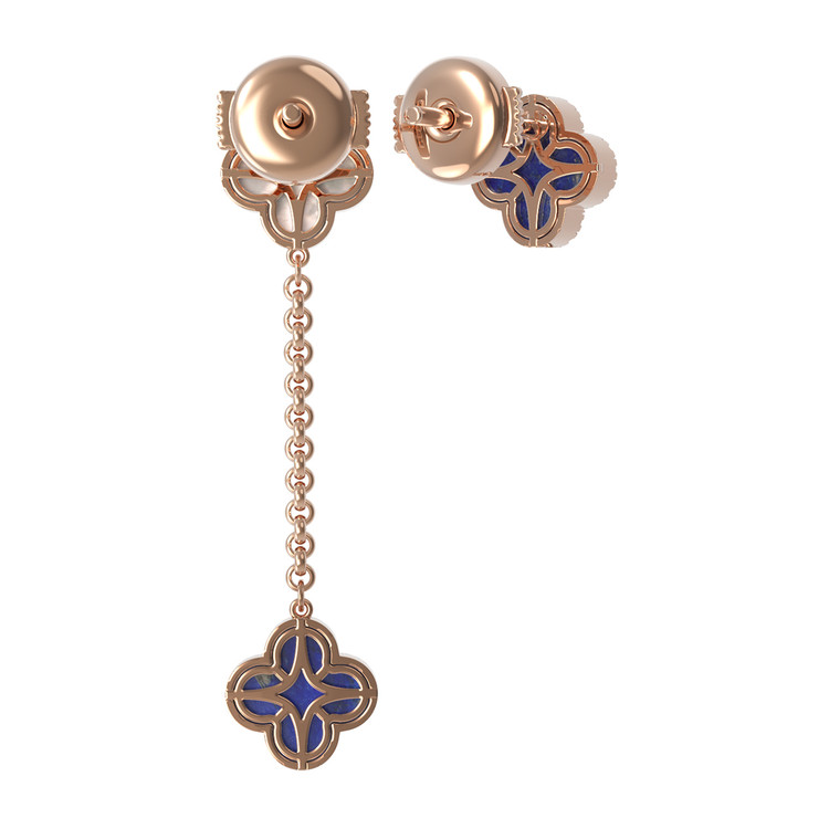 Серьги из золота c бриллиантами, лазуритом и перламутром