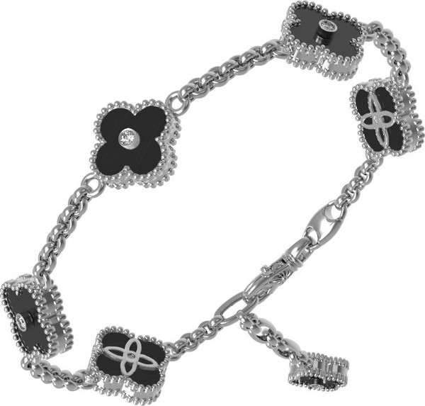 Браслет из белого золота c бриллиантами и ониксом