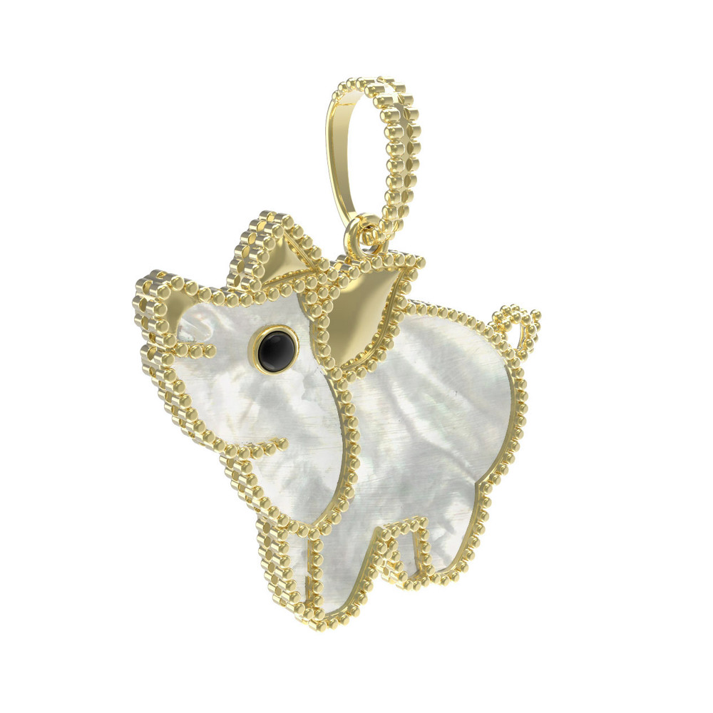 Подвеска из лимонного золота c эмаль и перламутром