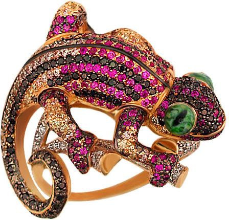 Кольцо из золота c эмалью и фианитом