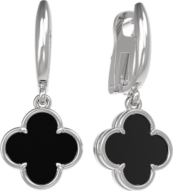 Серьги из белого золота c ониксом