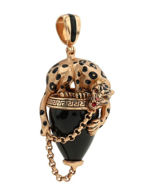 Подвеска из золота c эмаль и ониксом