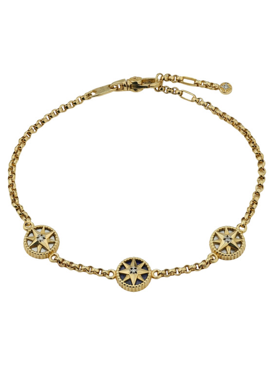 Браслет из лимонного золота c бриллиантами, лазуритом и перламутром