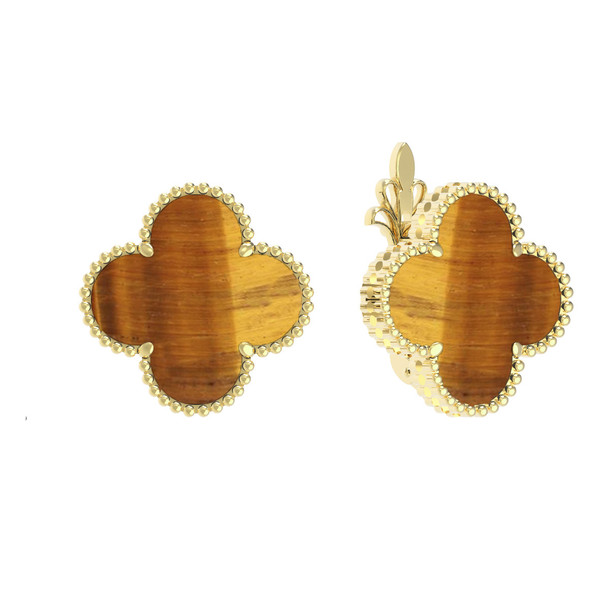 Серьги из лимонного золота c тигровым глазом