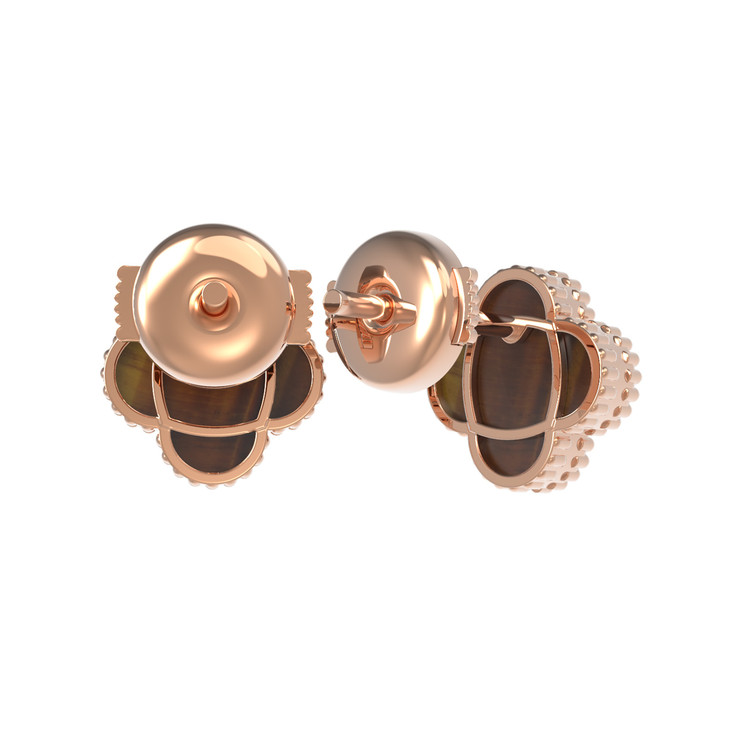 Серьги из золота c тигровым глазом