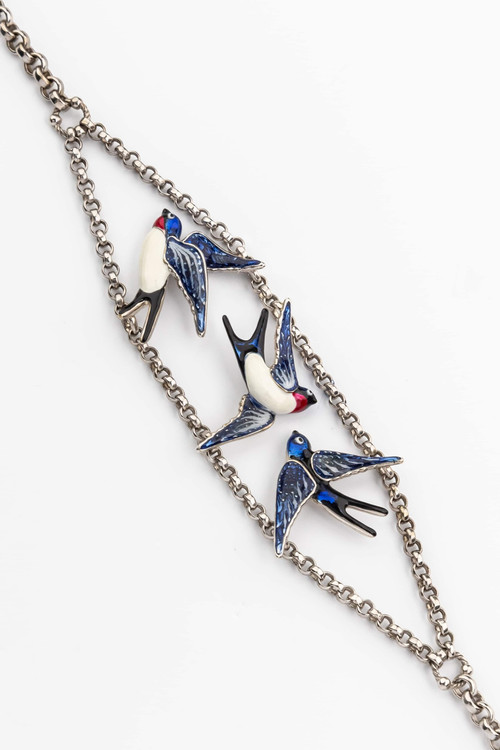 Браслет из белого золота c эмаль и сапфиром