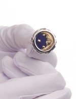 Кольцо из белого золота 585 пробы c бирюзой и лазуритом