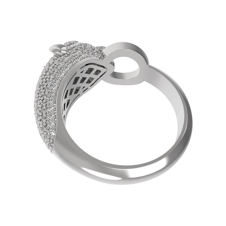 Кольцо из белого золота c бриллиантами и изумрудом