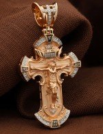 Крест из золота 585 пробы c бриллиантами