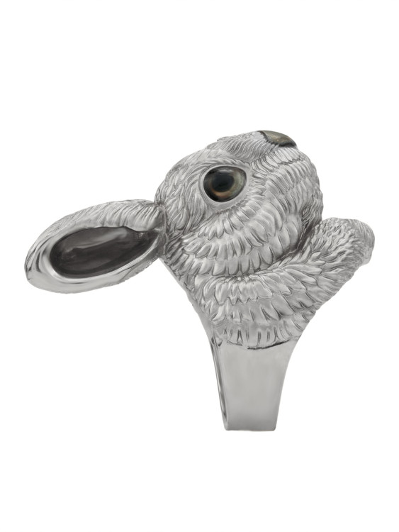 Кольцо из белого золота c эмаль