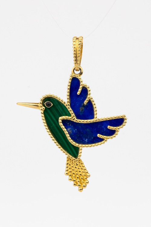 Подвеска из лимонного золота c эмаль , лазуритом и малахитом