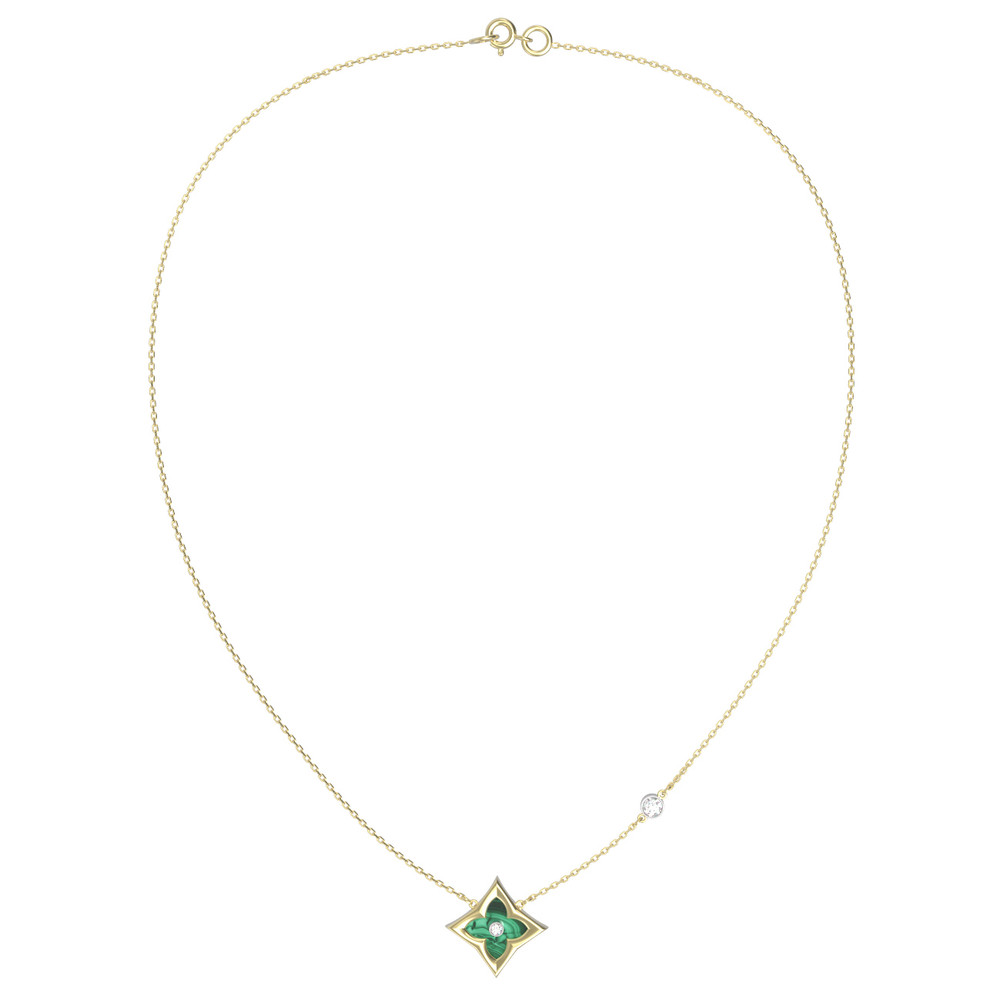 Колье из лимонного золота c бриллиантами и малахитом