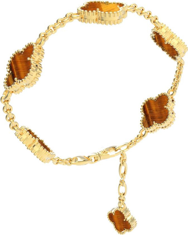 Браслет из лимонного золота c тигровым глазом