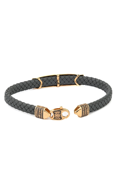 Браслет из золота c кожаным шнурком