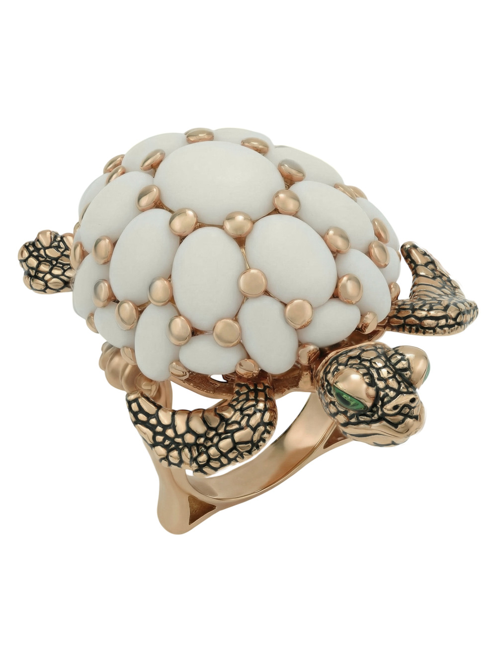 Кольцо из золота c эмаль и бивнем мамонта