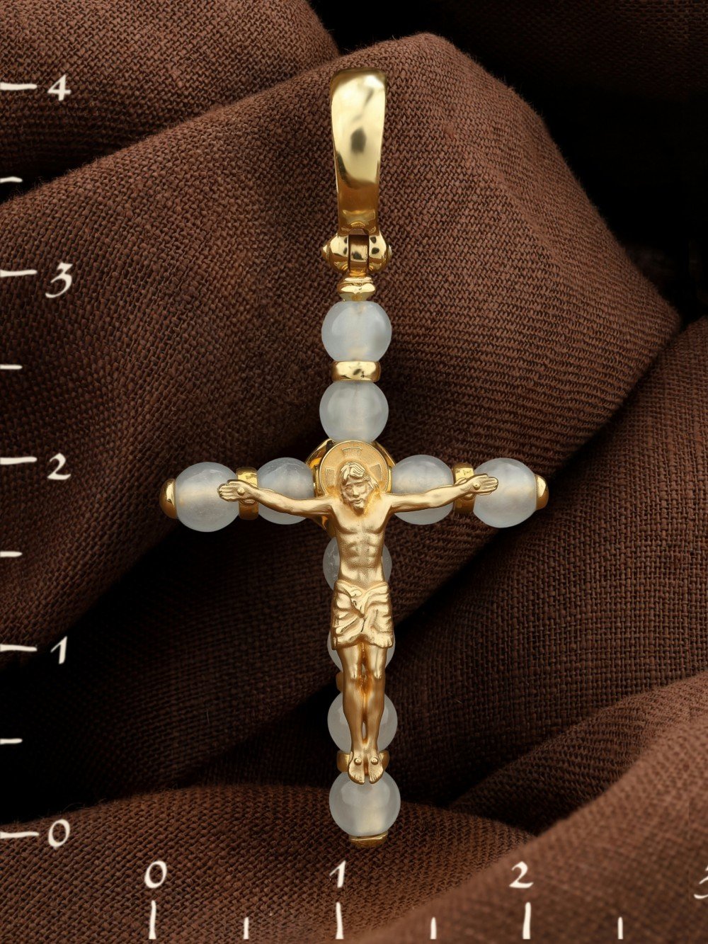 Крест из лимонного золота c агатом