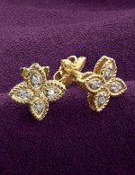 Серьги из лимонного золота 585 пробы c бриллиантами
