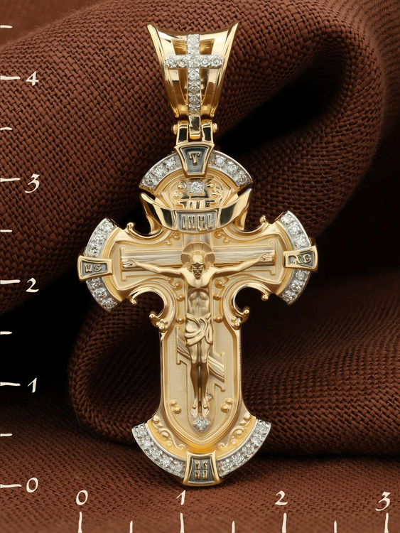 Крест из лимонного золота c бриллиантами