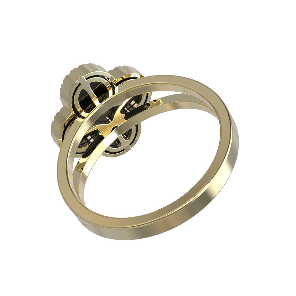 Кольцо из лимонного золота c бриллиантами и ониксом