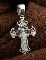 Крест из белого золота 585 пробы c бриллиантами