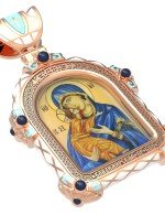 Образок из золота 585 пробы c эмалью и иконописью