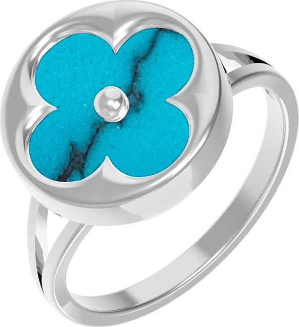 Кольцо из белого золота c бирюзой