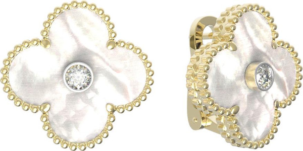 Серьги из лимонного золота c бриллиантами и перламутром