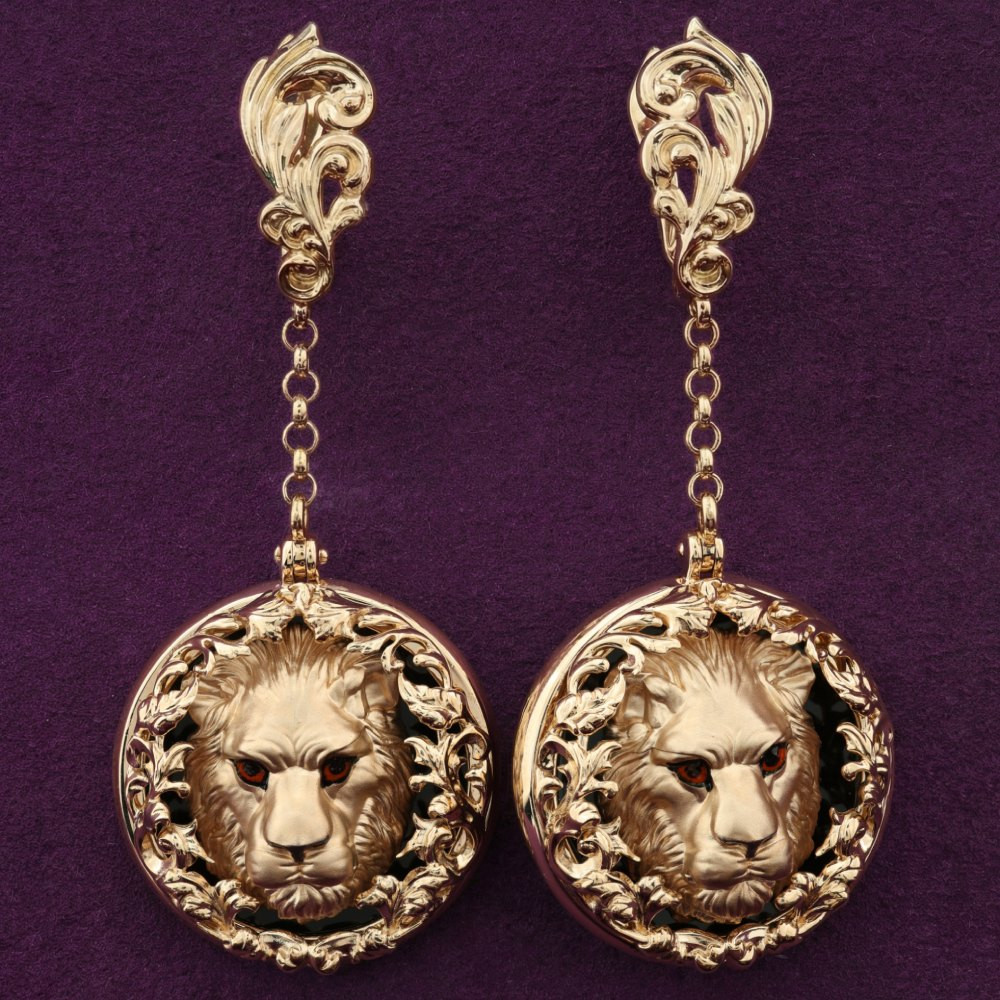 Серьги из золота c эмаль и ониксом