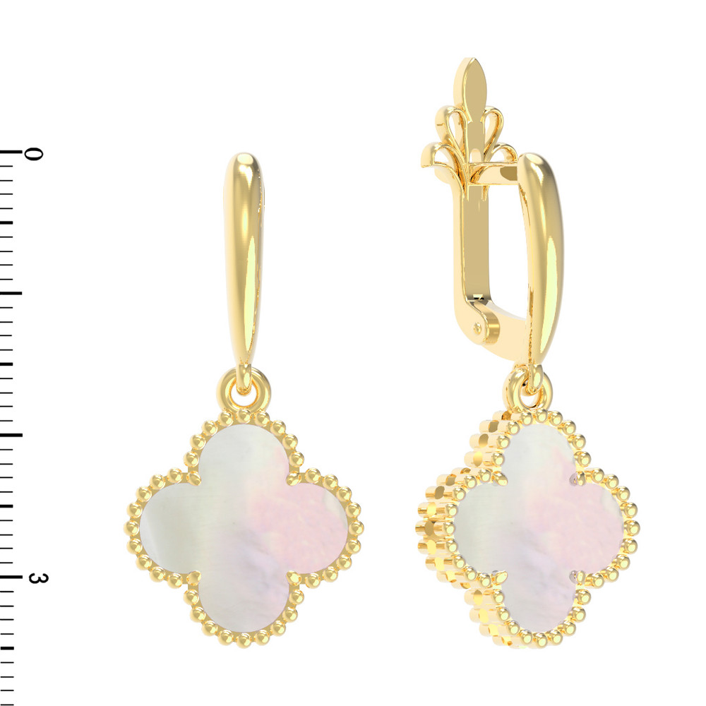 Серьги из лимонного золота c перламутром