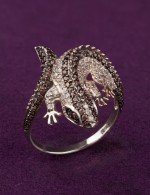 Кольцо из белого золота 585 пробы c фианитом